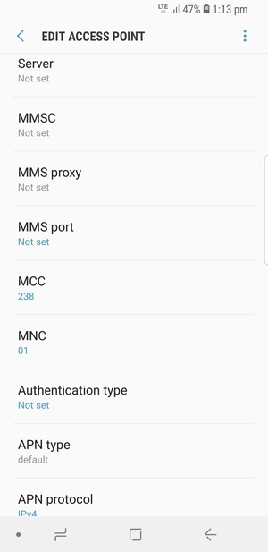 Scroll down and enter MMS information