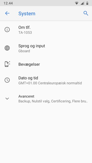Vælg Avanceret