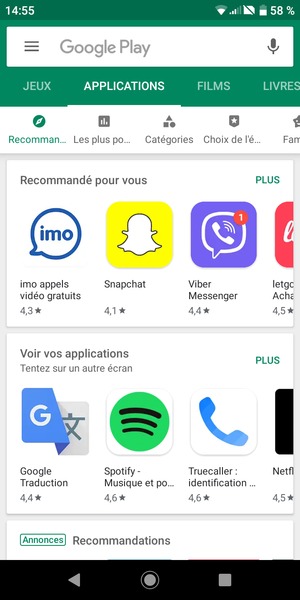 Sélectionnez la barre de Recherche