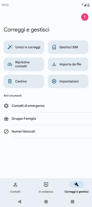 Seleziona Gestisci SIM