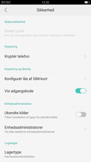 Vælg Konfigurér lås af SIM-kort