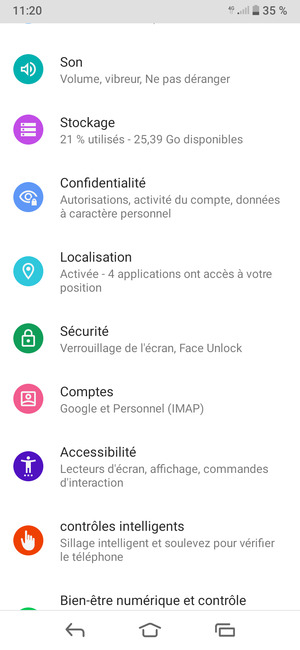 Faites défiler et sélectionnez Sécurité