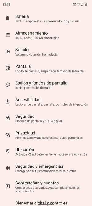 Desplácese y seleccione Seguridad