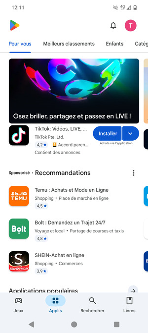 Sélectionnez Rechercher
