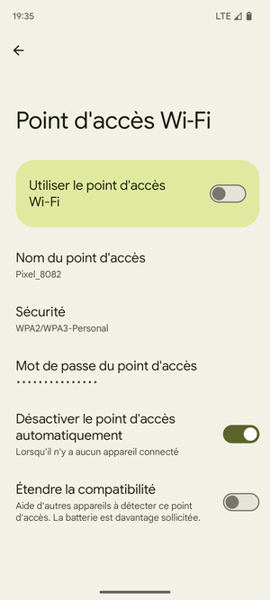 Sélectionnez Mot de passe du point d'accès