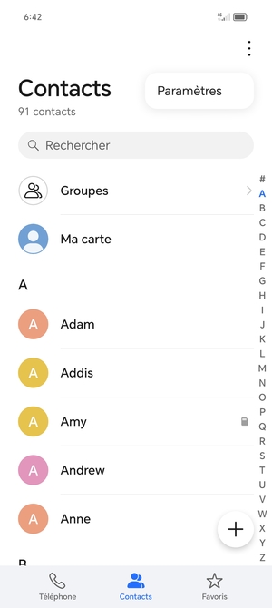 Sélectionnez Paramètres