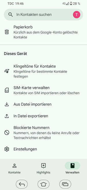 Scrollen Sie und wählen Sie SIM-Karte verwalten