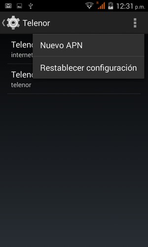 Si la pantalla tiene este aspecto, seleccione el botón Menú y seleccione Restablecer configuración
