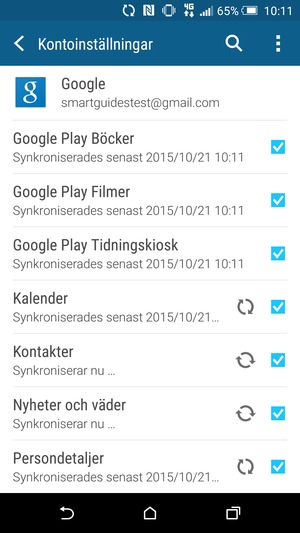 Din information kommer att synkroniseras