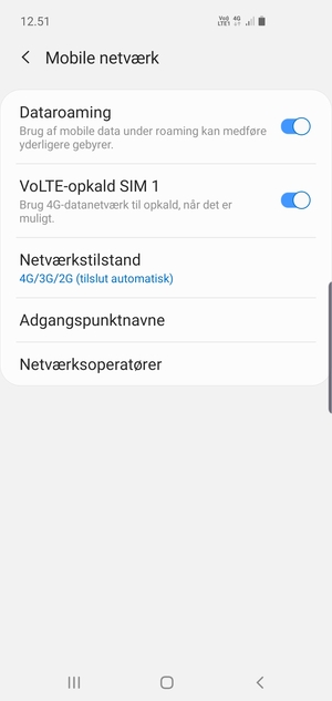 Slå Dataroaming til eller fra