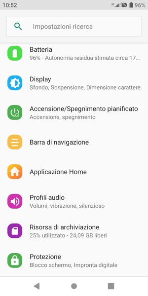 Scorri e seleziona Protezione