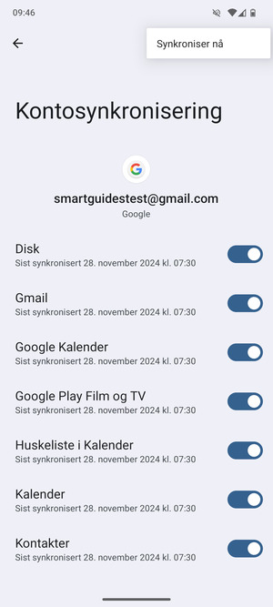 Velg Synkroniser nå