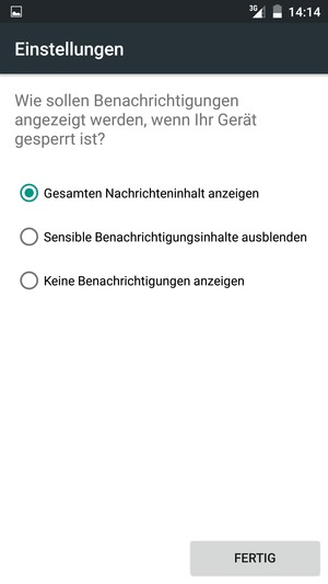 Wählen Sie die gewünschte Option und wählen Sie FERTIG