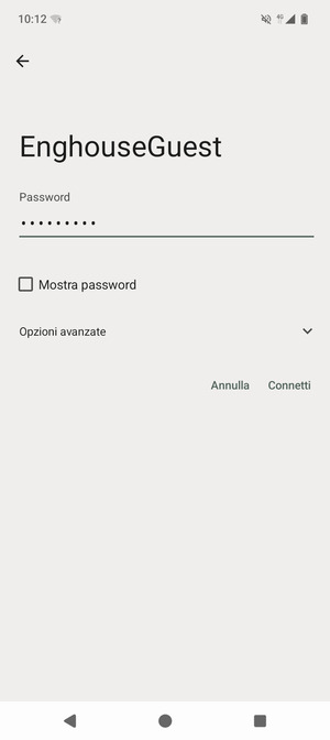 Inserisci la password del Wi-Fi e seleziona Connetti