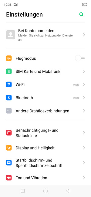 Wählen Sie SIM Karte und Mobilfunk