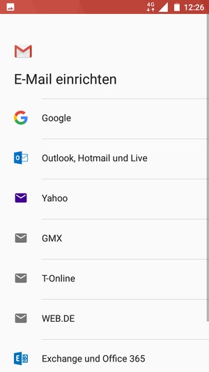 Wählen Sie Google
