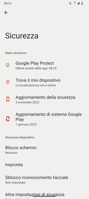 Seleziona Blocco schermo