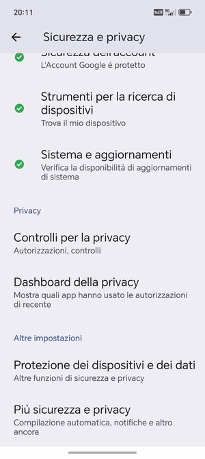 Scorri e seleziona Più sicurezza e privacy
