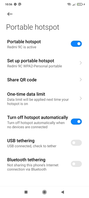 Your phone is now set up for use as a modem