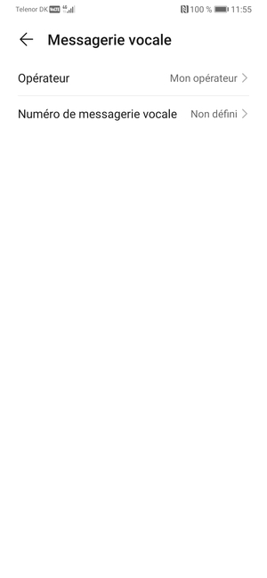 Sélectionnez Numéro de messagerie vocale