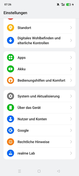 Scrollen Sie und wählen Sie Nutzer und Konten