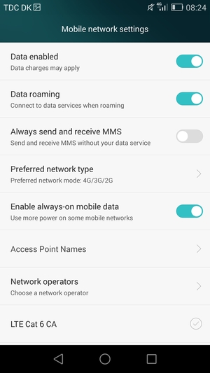 Turn Data roaming on or off
