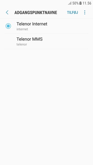 Vælg internetadgangspunktet