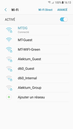 Vous êtes maintenant connecté au réseau Wi-Fi