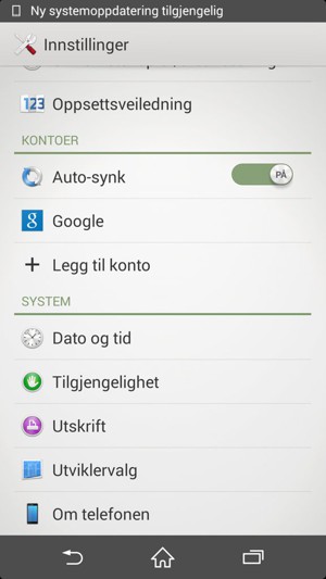 Bla til og velg Om telefonen