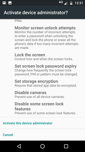 Scroll down and select Activate this device administrator