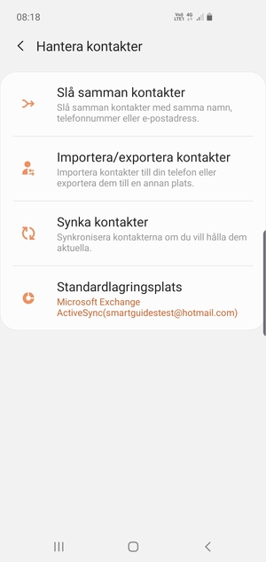 Välj Importera/exportera kontakter