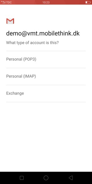Select Personal (POP3) or Personal (IMAP)