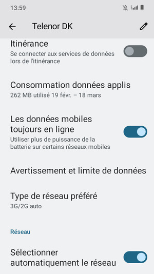 Faites défiler et sélectionnez Type de réseau préféré