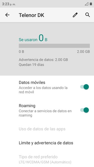 Activar o desactivar Roaming