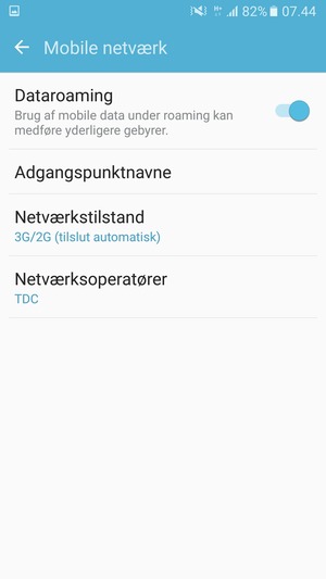 Slå Dataroaming til eller fra
