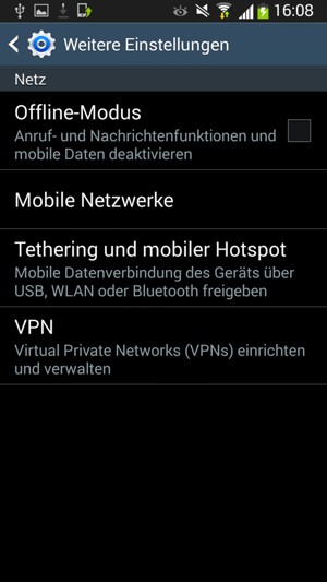 Wählen Sie Mobile Netzwerke
