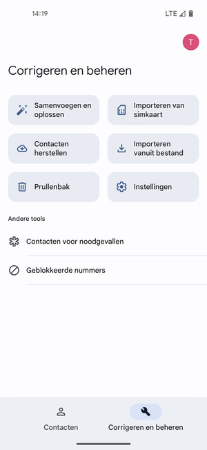 Scroll naar en selecteer Importeren van simkaart