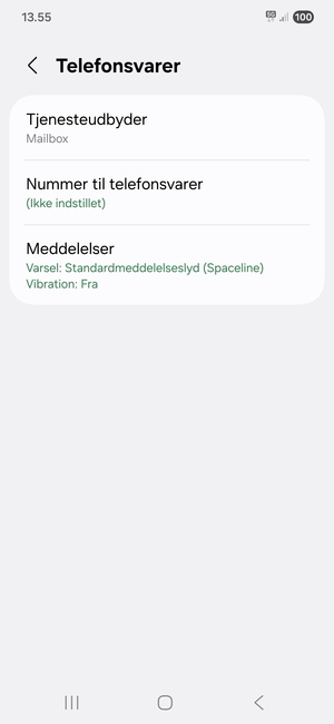 Vælg Nummer til telefonsvarer