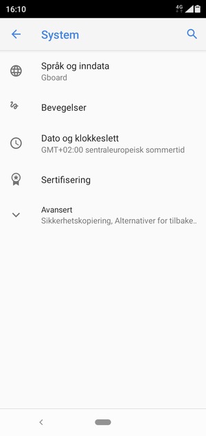Velg Avansert
