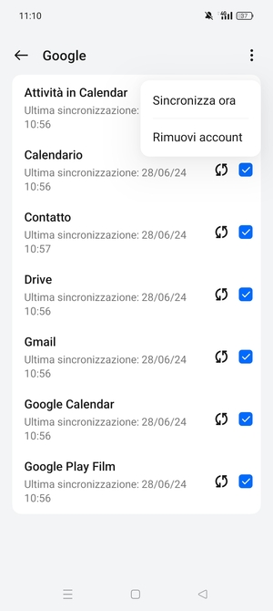 Seleziona Sincronizza ora