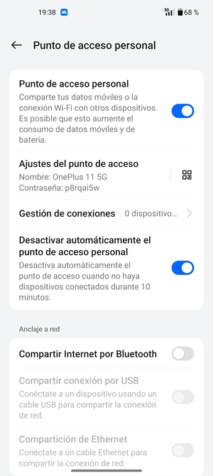 El teléfono ha sido configurado para su uso como módem