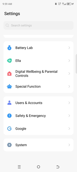 Return to the Settings menu and select Users & Accounts