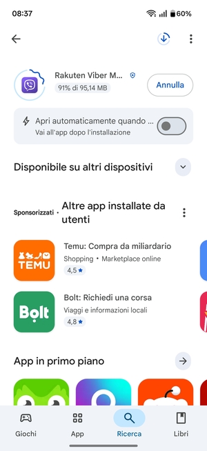 Attendi il completamento del processo di installazione