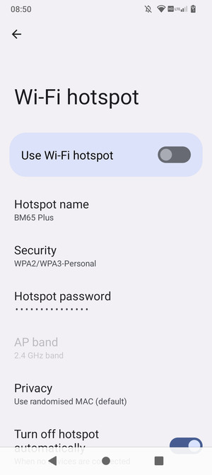 Select Hotspot password
