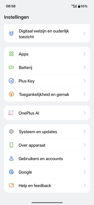 Scroll naar en selecteer Systeem en updates