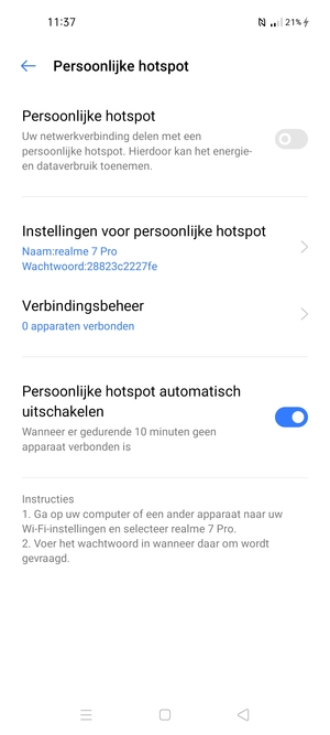 Selecteer Instellingen voor persoonlijke hotspot