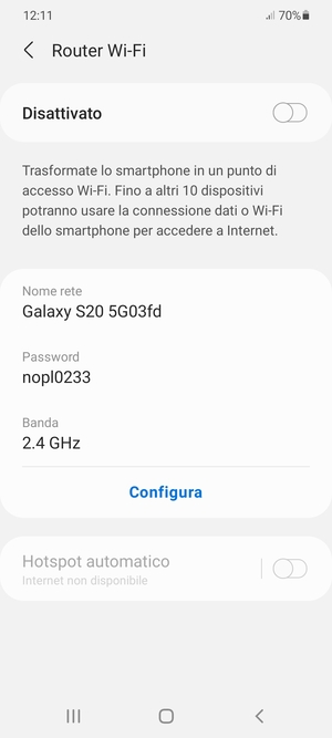 Seleziona Configura