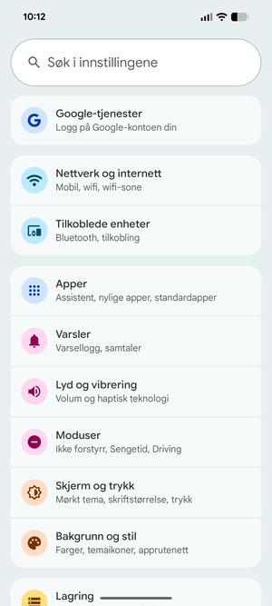 Velg Nettverk og internett