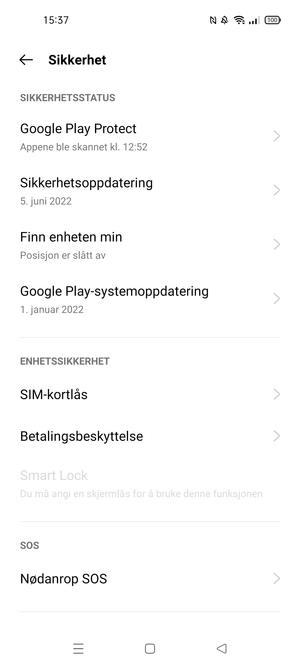 Bla til og velg  SIM-kortlås