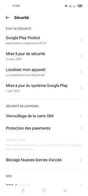 Faites défiler et sélectionnez Verrouillage de la carte SIM